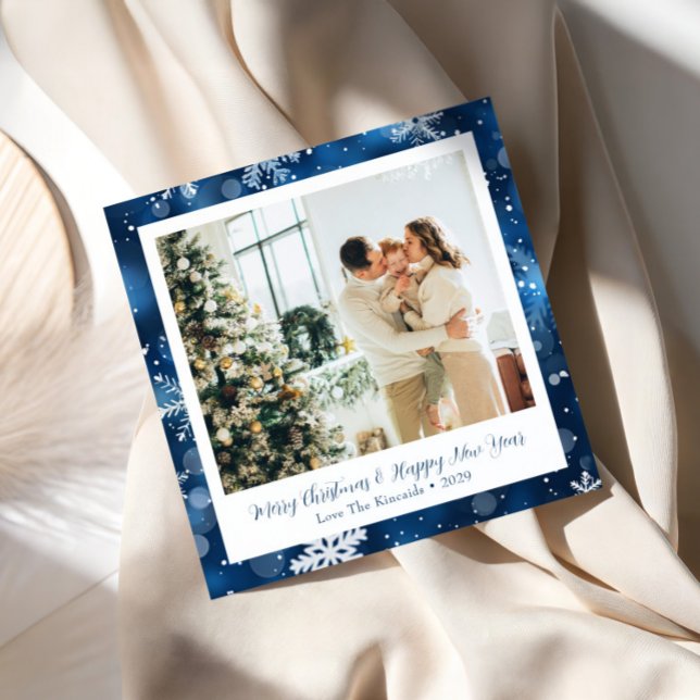 Elegant blå snöflinga fyrkantig julkort (Skapare uppladdad)