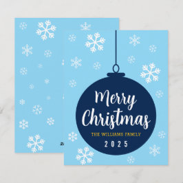 Elegant blå snöflinga God Jul-helgdag Julkort