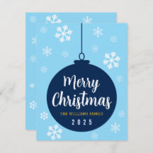 Elegant blå snöflinga God Jul semester 