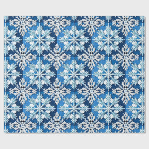 ❄️ Elegant blå snöflinga vinterdraperi Presentpapper