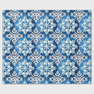 ❄️ Elegant blå snöflinga vinterdraperi Presentpapper