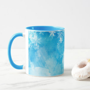 Elegant Blå Snöflingorna jul Klassisk Mugg