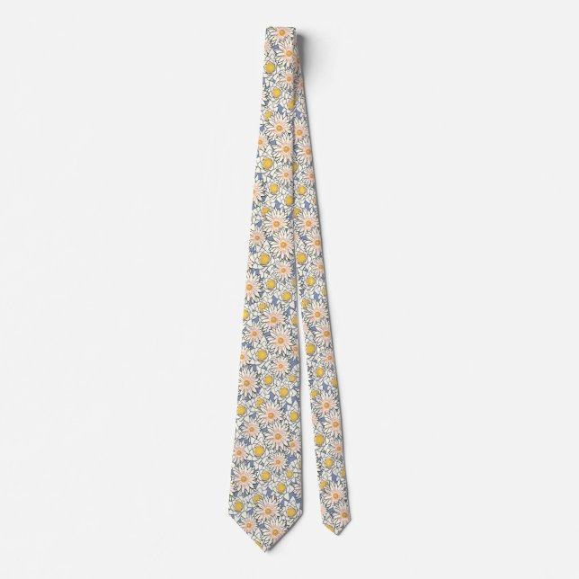 Elegant blå solros-halsduk slips (Framsida)