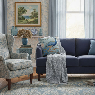 Elegant blå stilren retro mönster för henne kudde