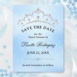 Elegant blå Sweet Sixteen Save The Date Vykort