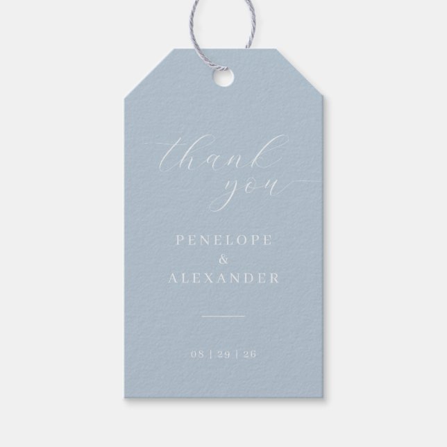 Elegant Blå Tacktagg Presentetikett (Framsidan)