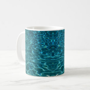 Elegant blå teal vatten mönster oceanen sjö vinkar kaffemugg