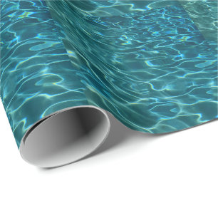Elegant blå teal vatten mönster oceanen sjö vinkar presentpapper