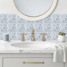 Elegant Blå Toile Blommönster Keramisk Platta