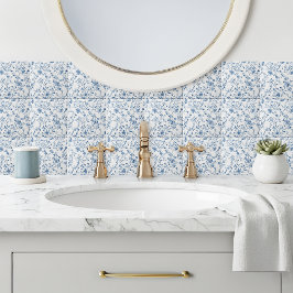 Elegant Blå Toile Blommönster Keramisk Platta Kakelplatta
