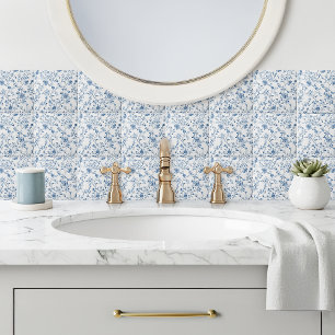 Elegant Blå Toile Blommönster Keramisk Platta Kakelplatta