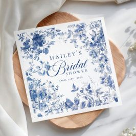 Elegant blå Toile Chinoiserie bröllopsdusch-skylt Pappersservett