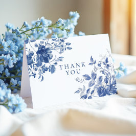 Elegant blå Toile Chinoiserie bröllopsdusch Tack Kort