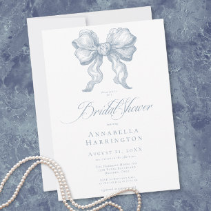 Elegant blå Toile-smycke Fransk bröllopsdusch Inbjudningar