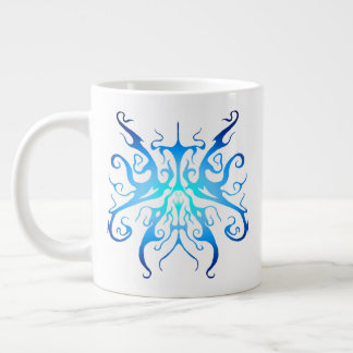 Elegant Blå Tribal Mask Abstrakt Design Jumbo Mugg