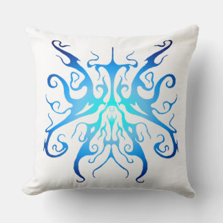 Elegant Blå Tribal Mask Abstrakt Design Kudde