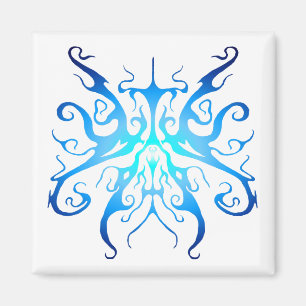 Elegant Blå Tribal Mask Abstrakt Design Magnet