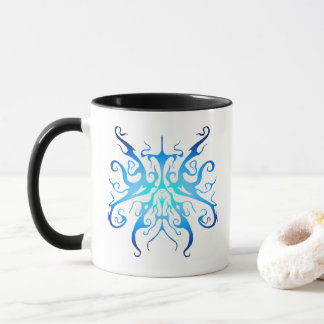 Elegant Blå Tribal Mask Abstrakt Design Mugg