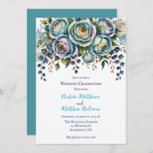 Elegant Blå turkos Blommigt Bröllop Firande