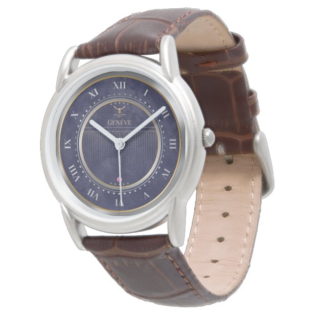 Elegant blå urtavla med romerska siffror specialde armbandsur (Vinklad)