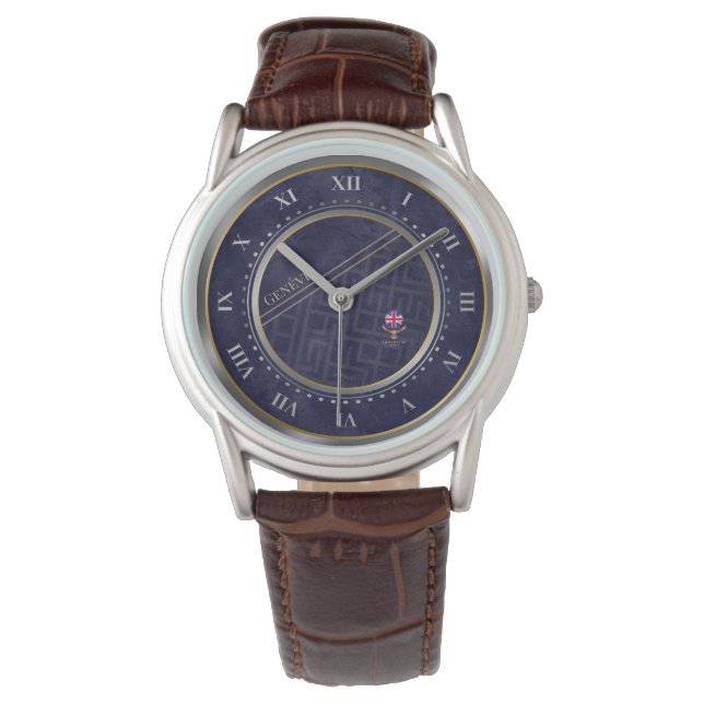 Elegant blå urtavla med romerska siffror specialde armbandsur (Framsida)