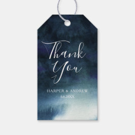Elegant Blå vattenfärg | Favorittagg för Tack Presentetikett