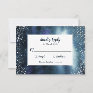 Elegant Blå vattenfärgen Silver Glitter OSA Kort