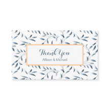 Elegant Blå Videnblad Tack Kort Antik Stil