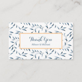 Elegant Blå Videnblad Tack Kort Antik Stil