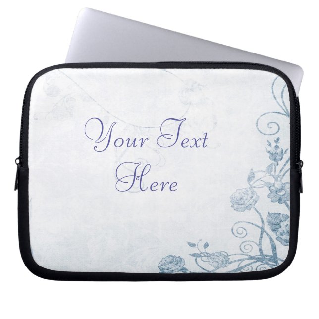 Elegant blå Vintage Laptop Sleeve (Framsidan)