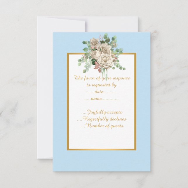 ELEGANT BLÅ VIT BLOMSTÄNDIG ANPASSAD RSVP OSA KORT (Framsida)