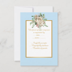 ELEGANT BLÅ VIT BLOMSTÄNDIG ANPASSAD RSVP OSA KORT