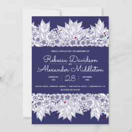 Elegant blå vit bröllopsfest meddelande