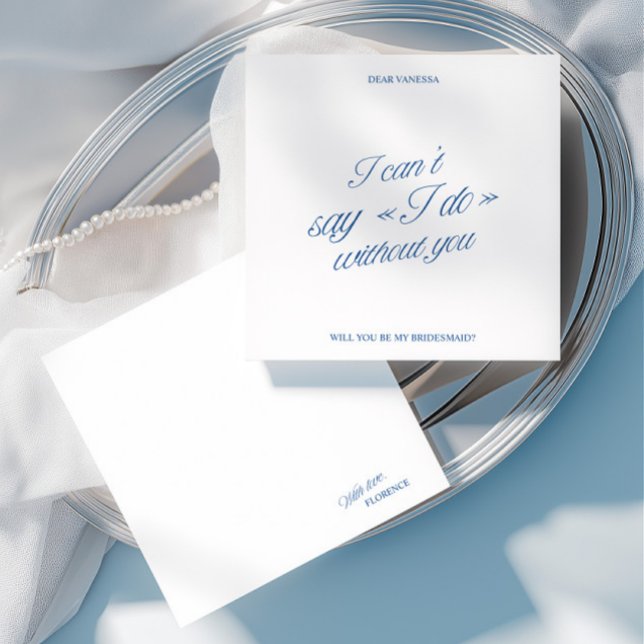 Elegant Blå & Vit Brudtärna Förslag Kort (Elegant Blue & White Bridesmaid Proposal Card)