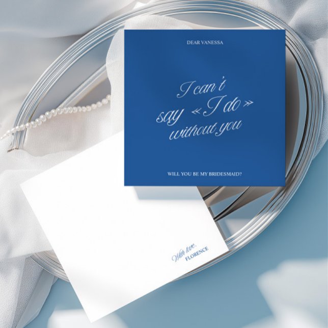 Elegant Blå & Vit Brudtärna Förslag Kort (Elegant Blue & White Bridesmaid Proposal Card)