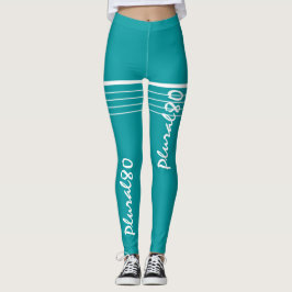Elegant blå vit engrammad träning leggings