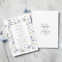 Elegant Blå Vit Grön Blommig Bröllop