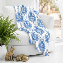 Elegant blå vit Medelhavet Damask-mönster