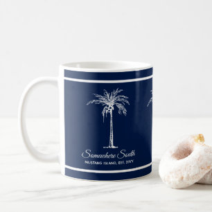 Elegant blå vit palmer personlig kaffemugg