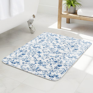 Elegant blå vit Toile fransk vintage stil Badrumsmatta