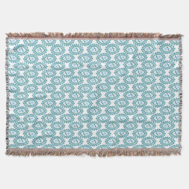 Elegant Blå Vit Vintage Periwinkle Blommönster Mysfilt (Framsidan)