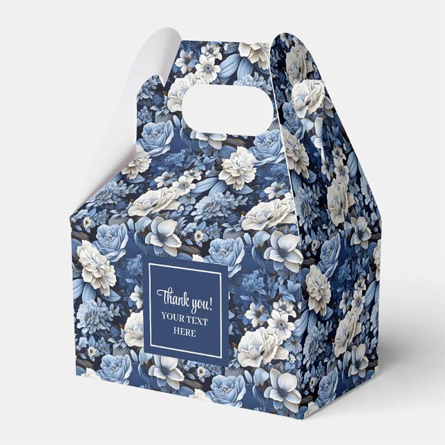 Elegant blå vita blommor Personlig presentask (Elegant Blue White Flowers Personalized Favor Box)