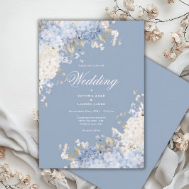 Elegant Blå Vita Hydrangeas Bröllopsinbjudan Inbjudningar