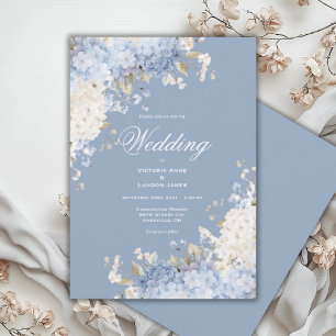 Elegant Blå Vita Hydrangeas Bröllopsinbjudan Inbjudningar