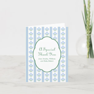 Elegant Blåa blommor Baby Shower Tack Kort