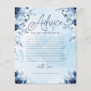 Elegant Blåa blommor Boy Baby Shower Advice Game