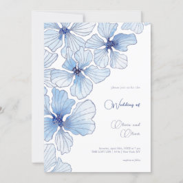 Elegant Blåa blommor Bröllop Inbjudningar