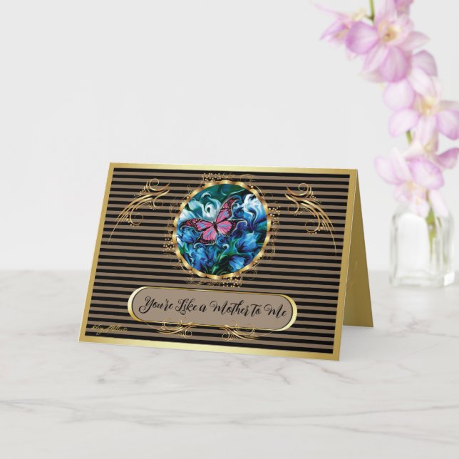 Elegant Blåa blommor & Butterfly Mors dag Card Kort (Orkide)