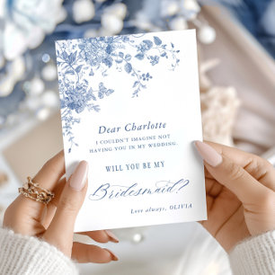 Elegant Blåa blommor kommer du att bli min Bridesm Inbjudningar