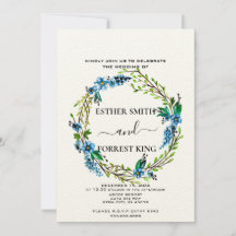 Elegant Blåa blommor Lila Berries Blommigt Bröllop